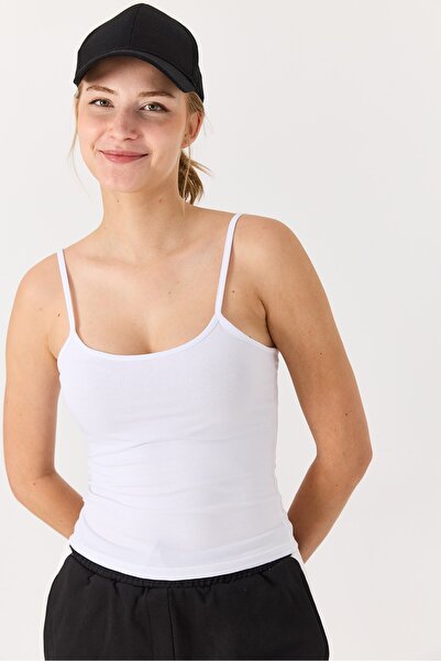 Raneel Kazançlı Alışveriş Women's Strappy Crop Blouse White