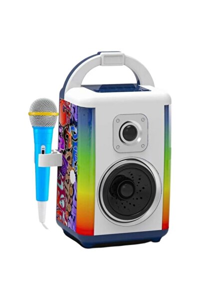 sallma Boxa karaoke portabila cu microfoane pentru copii, lumini LED si bluet...