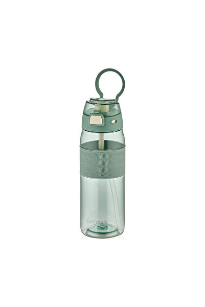 Shotay Transparent Lid and Striped Tritan Bottle, Turquoise, 800 Ml.