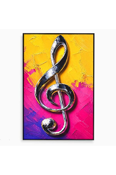 Luxcanva Tablou Canvas Cheie Sol Cromatica 70x100 cm cu Rama Negru Muzica Art...