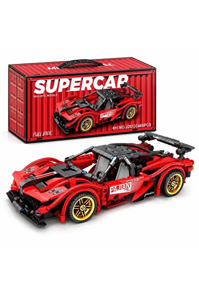 ETOY Set de constructie masinuta super sport pajian cu sistem pull back, 488 ...