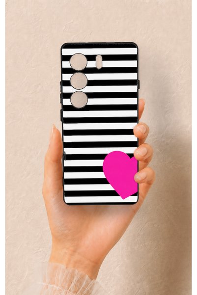 Vip Case Tecno Camon 40 4g Compatible Striped Heart Pattern Silicone Case