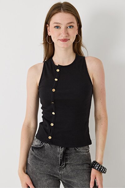 Raneel Kazançlı Alışveriş Women's Camisole with Gold Button Detail and Thick ...