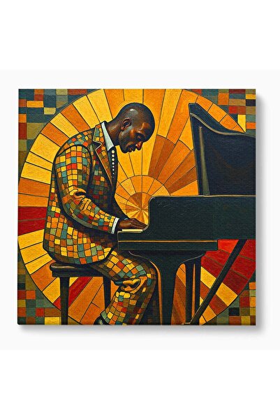 Luxcanva Tablou Canvas Pianistul In Lumina 70x70 cm pe Sasiu Lemn Pianist Muz...