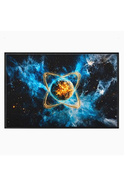 Luxcanva Tablou Canvas Planeta Energetica 120x80 cm cu Rama Negru Planeta Uni...