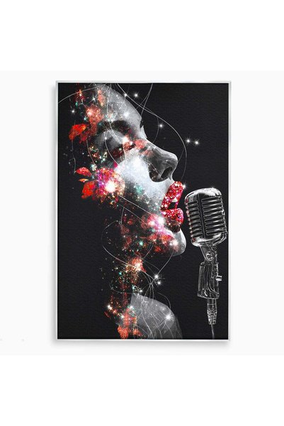 Luxcanva Tablou Canvas Cantareata Stralucitoare 40x60 cm cu Rama Argintiu Can...