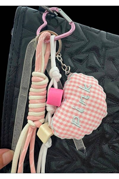 Aleda Pink Gingham Heart Bag Charm