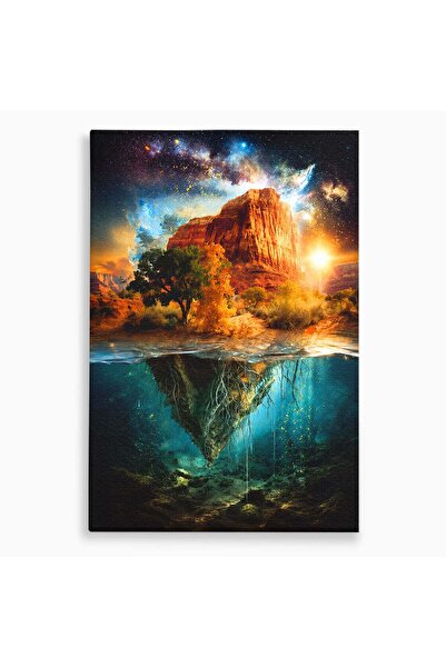 Luxcanva Tablou Canvas Muntele Cosmic 70x100 cm pe Sasiu Lemn Munte Univers P...