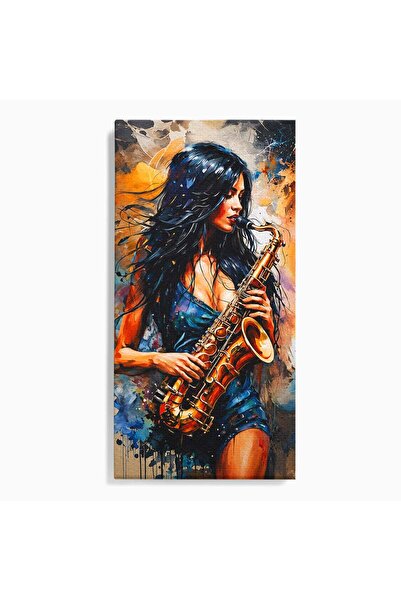 Luxcanva Tablou Canvas Saxofonista Pasionala 60x120 cm pe Sasiu Lemn Saxofon ...