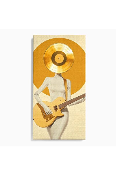Luxcanva Tablou Canvas Figura Cu Chitara De Aur 60x120 cm pe Sasiu Lemn Figur...