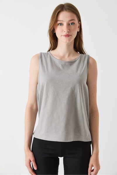 Raneel Kazançlı Alışveriş Women's Zero Sleeve Cross Back Design Tank Top Gray