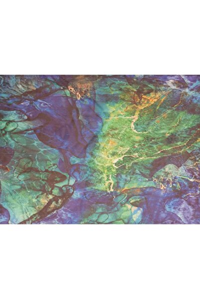 MAVİ BATİK DESEN %100 POLYESTER LİKRALI TÜL KUMAŞ