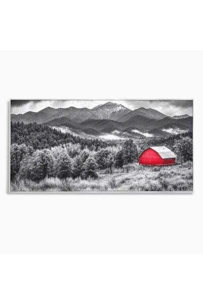Luxcanva Tablou Canvas Sura Rosie Din Munti 100x50 cm cu Rama Argintiu Sura M...