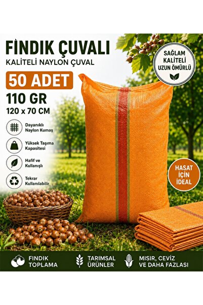 Toptancı Amca Toplama Çuvalı Fındık 70 x 120 cm 110 gr 1.Kalitede Naylon Çuva...