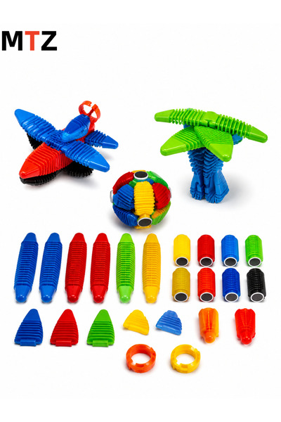 mtz 24-Piece Bendable Magnetic Blocks Set for Kids, Flexible Connectable Stri...