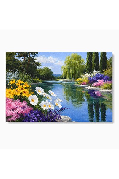 Luxcanva Tablou Canvas Peisaj de Vara 70x50 cm pe Sasiu Lemn Peisaj Vara Flori