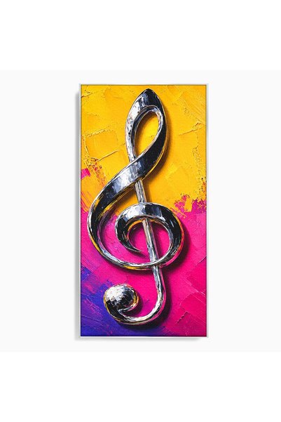 Luxcanva Tablou Canvas Cheie Sol Cromatica 50x100 cm cu Rama Argintiu Muzica ...