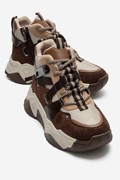 LuviShoes Clara Brown Suede Women's Sports Boots with Zipper and Laces