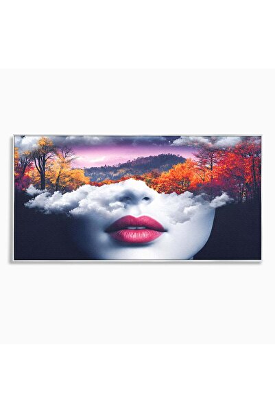 Luxcanva Tablou Canvas Peisajul Viselor 100x50 cm cu Rama Argintiu Peisaj Fat...