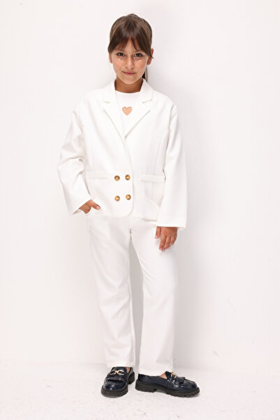 Le Mabelle Ecru Girls' Pants and Jacket Set - Pamela