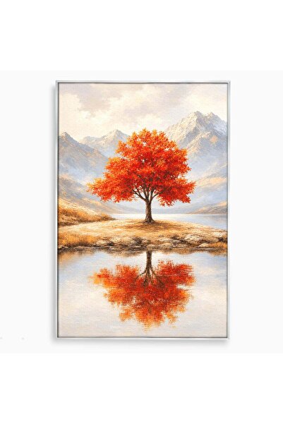 Luxcanva Tablou Canvas Copacul Singuratic 70x100 cm cu Rama Argintiu Copac Pe...