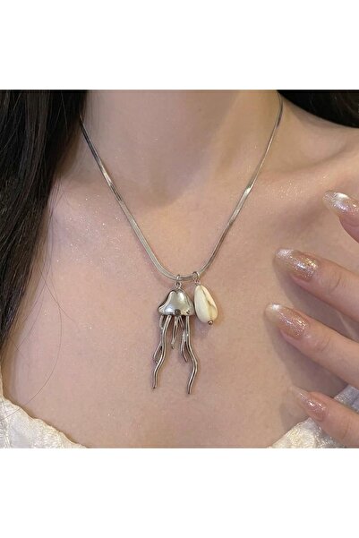 Heda Jewelry قلادة على شكل قنديل البحر - قلادة حورية البحر المستوحاة من الصيف...