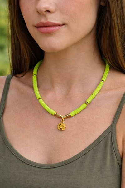 Gönülden Tasarım Green Beaded Women's Necklace