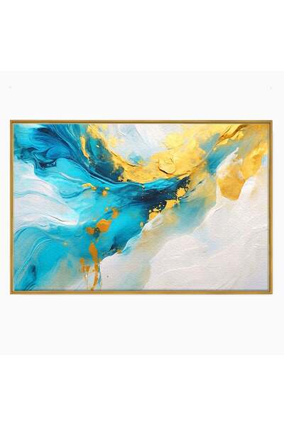 Luxcanva Tablou Canvas Valuri Abstracte 60x40 cm cu Rama Auriu Abstract Valur...
