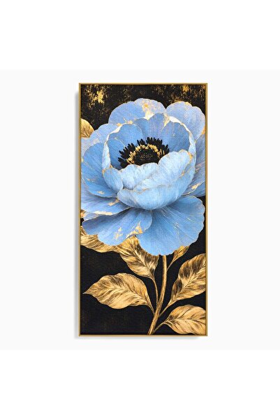 Luxcanva Tablou Canvas Înflorire Regală 50x100 cm cu Rama Auriu Floare Auriu ...