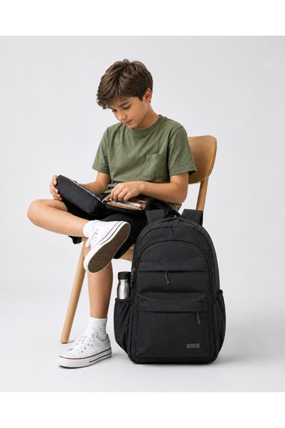 Alone Siyah Ortaokul Lise Okul Sırt Çantası 15.6 Laptop Bölmeli 9105 Günlük Sırt Çantası