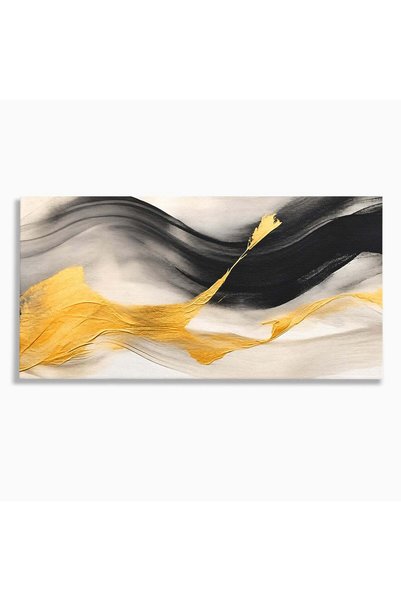 Luxcanva Tablou Canvas Fluiditate Aurie 120x60 cm pe Sasiu Lemn Abstract Mode...