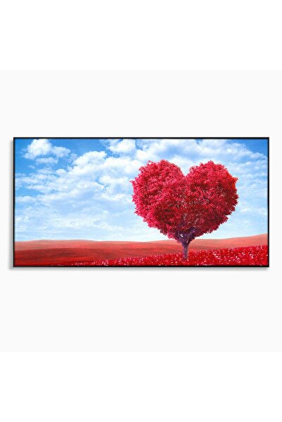 Luxcanva Tablou Canvas Copacul Iubirii 120x60 cm cu Rama Negru Copac Inima Na...