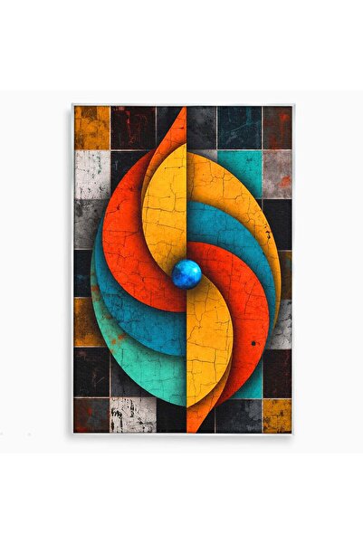 Luxcanva Tablou Canvas Spirala Abstracta Colorata 40x60 cm cu Rama Argintiu A...