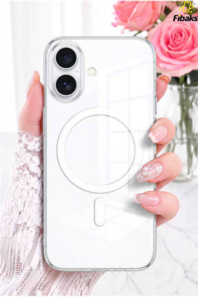 Fibaks (Premium Seri Sararmaz) iPhone 16 Kılıf Kristal Şeffaf MagSafe Uyumlu ...