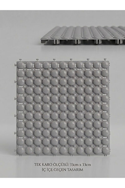 tiritoğluhome Gri Geçmeli Plastik Ortopedik Yer Karosu ( 33 x 33 cm)