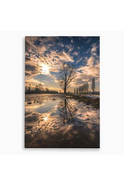 Luxcanva Tablou Canvas Reflexii In Apus 50x70 cm pe Sasiu Lemn Apus Reflexii ...