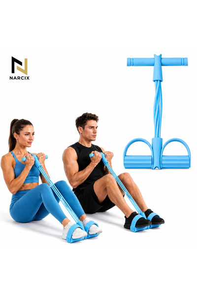 NARCIX Banda Elastica Fitness cu Pedale si 6 Tuburi de Rezistenta, NARCIX®, E...