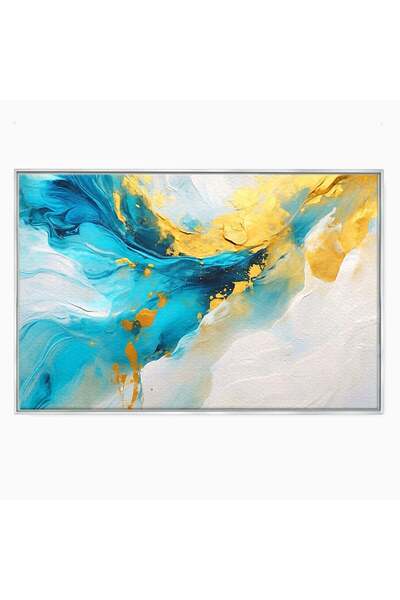 Luxcanva Tablou Canvas Valuri Abstracte 120x80 cm cu Rama Argintiu Abstract V...