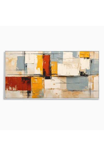 Luxcanva Tablou Canvas Abstract Geometric 140x70 cm cu Rama Argintiu Abstract...