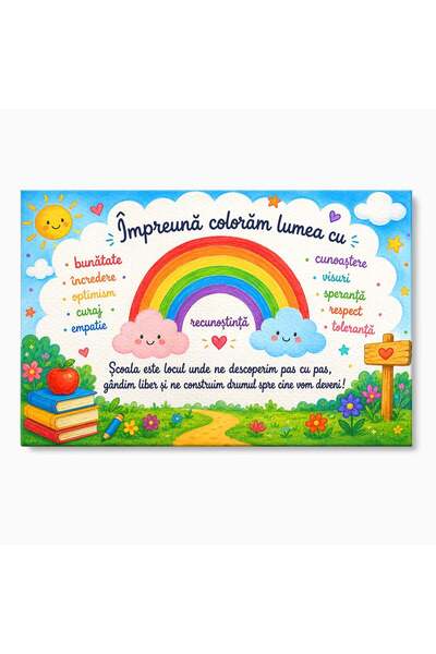 Luxcanva Tablou Canvas Curcubeu Alaturi De Nori 60x40 cm pe Sasiu Lemn Curcub...