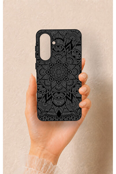 Vip Case Samsung A56 Uyumlu Siyah Beyaz Mandala Desenli Silikon Kılıf