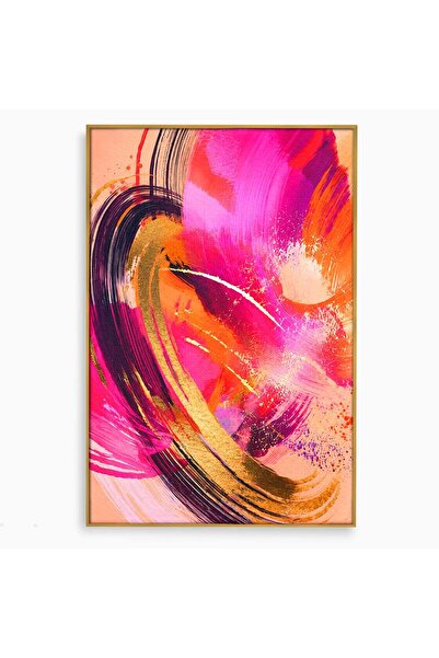 Luxcanva Tablou Canvas Energie Abstracta 50x70 cm cu Rama Auriu Abstract Mode...