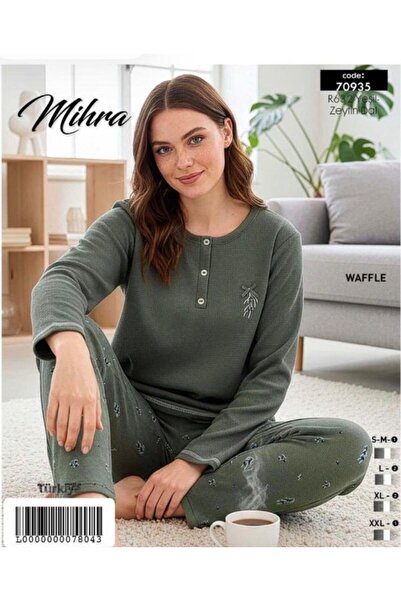 Mihra Pijama set od vafel tkanine sa dugmićima