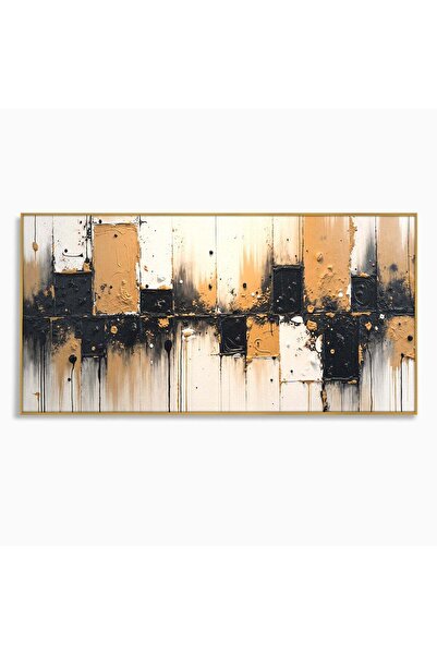 Luxcanva Tablou Canvas Abstractie Eleganta 140x70 cm cu Rama Auriu Abstractie...