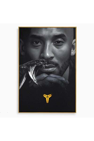 Luxcanva Tablou Canvas Mamba Neagra 50x70 cm cu Rama Auriu Portret Sport Legenda