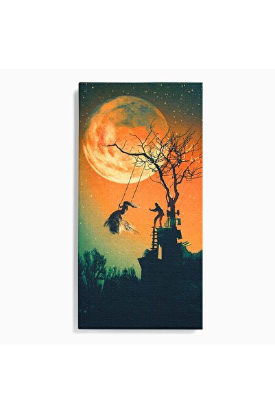 Luxcanva Tablou Canvas Balansoar Sub Luna Plina 60x120 cm pe Sasiu Lemn Balan...