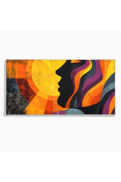 Luxcanva Tablou Canvas Silhouette Solara 140x70 cm cu Rama Argintiu Silhouett...