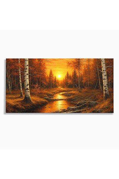 Luxcanva Tablou Canvas Apus De Toamna 100x50 cm pe Sasiu Lemn Apus Toamna Padure