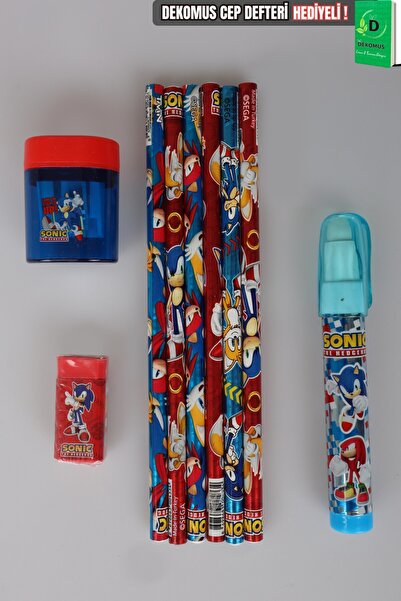 Sonic X Dekomus Licensed 6 Pencils, Rocket Eraser, Pencil Sharpener and Erase...