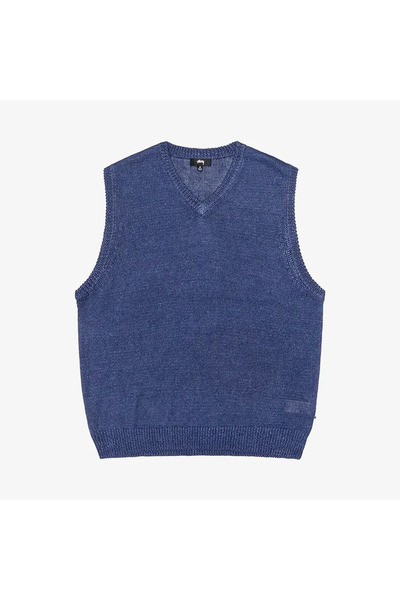 Stussy Loose Knit Linen Vest'Blue' Juststep